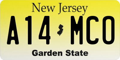 NJ license plate A14MCO