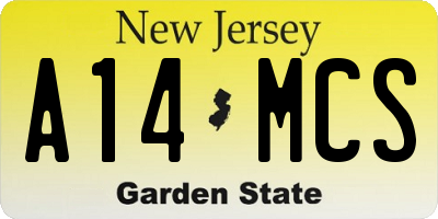 NJ license plate A14MCS