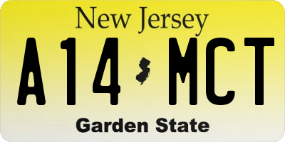 NJ license plate A14MCT