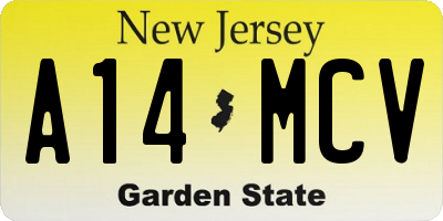 NJ license plate A14MCV