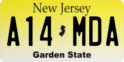 NJ license plate A14MDA