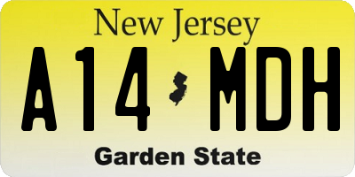 NJ license plate A14MDH
