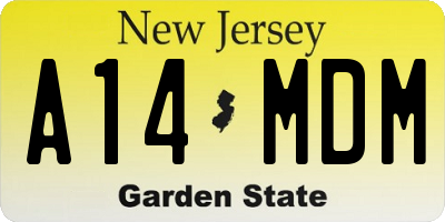 NJ license plate A14MDM