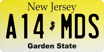 NJ license plate A14MDS