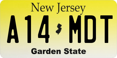 NJ license plate A14MDT