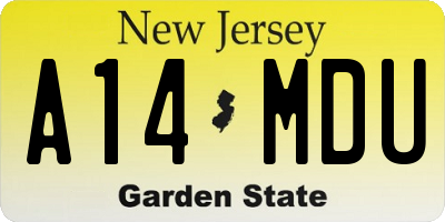 NJ license plate A14MDU