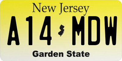 NJ license plate A14MDW