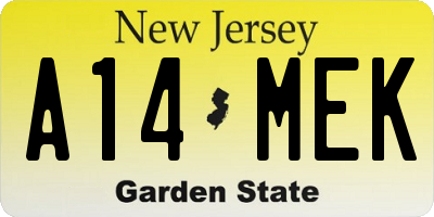 NJ license plate A14MEK
