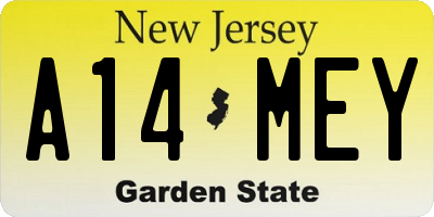 NJ license plate A14MEY
