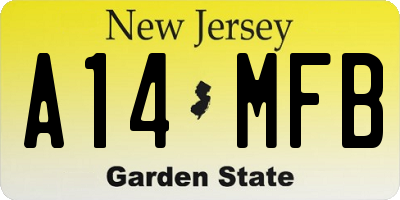 NJ license plate A14MFB