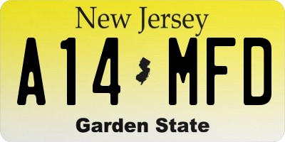 NJ license plate A14MFD