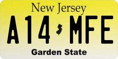 NJ license plate A14MFE