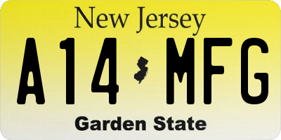 NJ license plate A14MFG