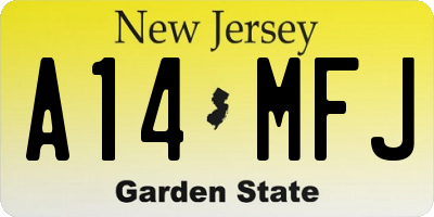 NJ license plate A14MFJ
