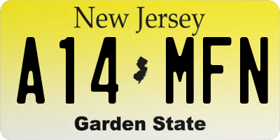 NJ license plate A14MFN