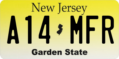 NJ license plate A14MFR