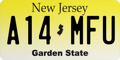 NJ license plate A14MFU