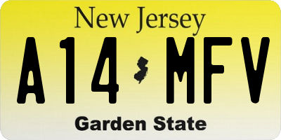 NJ license plate A14MFV