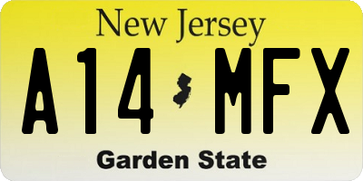 NJ license plate A14MFX
