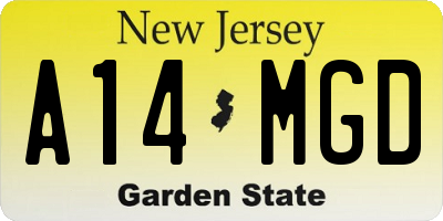 NJ license plate A14MGD