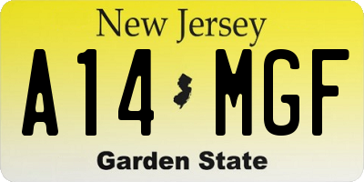 NJ license plate A14MGF