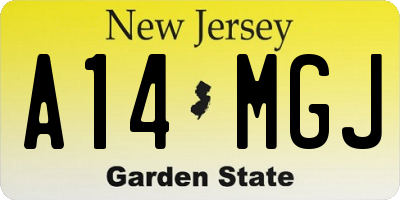 NJ license plate A14MGJ