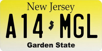 NJ license plate A14MGL