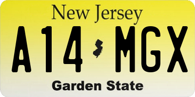 NJ license plate A14MGX