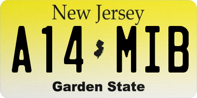 NJ license plate A14MIB