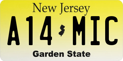 NJ license plate A14MIC