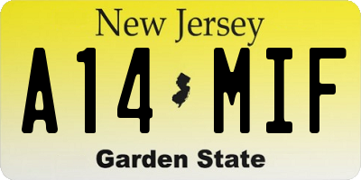 NJ license plate A14MIF