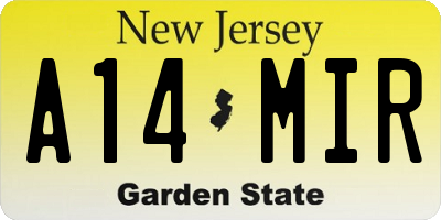 NJ license plate A14MIR