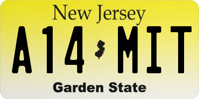 NJ license plate A14MIT