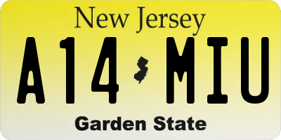NJ license plate A14MIU