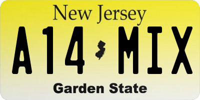 NJ license plate A14MIX