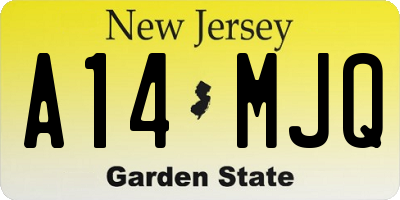 NJ license plate A14MJQ