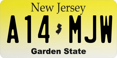 NJ license plate A14MJW