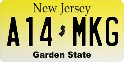 NJ license plate A14MKG