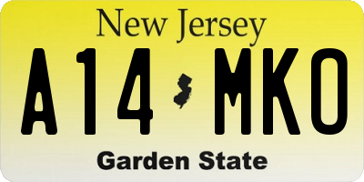 NJ license plate A14MKO