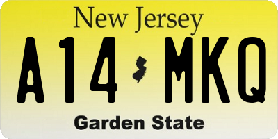 NJ license plate A14MKQ