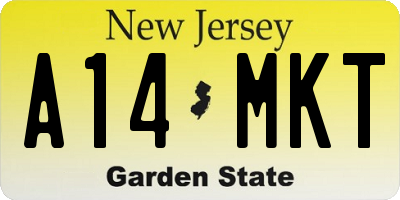 NJ license plate A14MKT