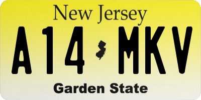 NJ license plate A14MKV