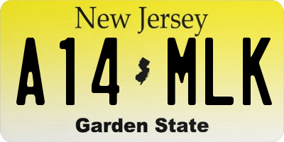 NJ license plate A14MLK
