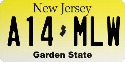 NJ license plate A14MLW
