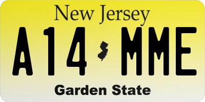 NJ license plate A14MME