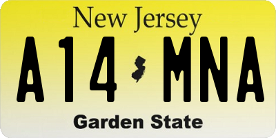 NJ license plate A14MNA