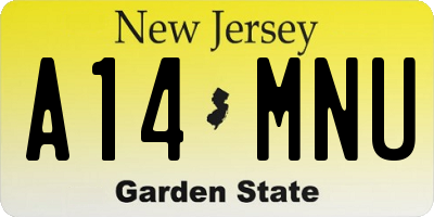 NJ license plate A14MNU