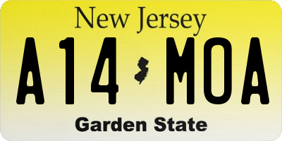 NJ license plate A14MOA