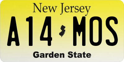NJ license plate A14MOS