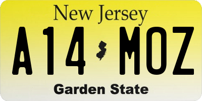 NJ license plate A14MOZ